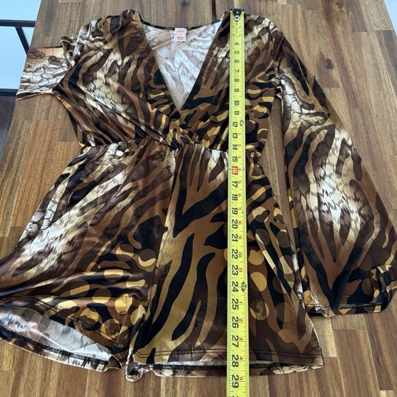 Vintage Votique Los Angeles Romper womens M Animal Print V Neck Indie Sleaze Y2K - Picture 14 of 16